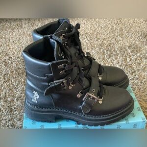 U.S. Polo Assn. Black Combat Boots
